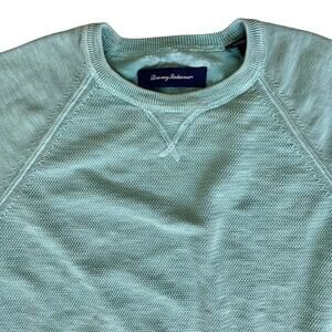 Tommy Bahama Y2K Mens Cotton Sweater Medium Green 90s Pullover Long Sleeve Retro